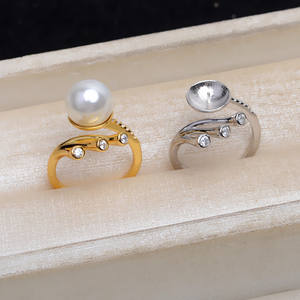 แหวนเงินแท้ S925 ปรับขนาดได้ 10-12 พร้อมที่ใส่ไข่มุก 5028 อุปกรณ์ทำเครื่องประดับ พร้อมฝาปิด ขนาด 6 มม. - Product Image 1