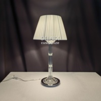 Lampe de table en cristal pour la décoration de la maison, lumières décoratives de mariage, abat-jour en tissu blanc, lampes de table
