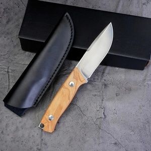 Cuchillo recto de hoja fija para exteriores <span class=keywords><strong>FOX</strong></span> con mango de madera para Camping, caza y hogar, cuchillo de fruta de grado DIY de acero inoxidable - Product Image 4