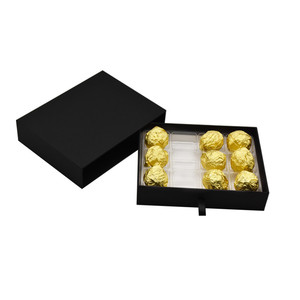Boîte à <span class=keywords><strong>chocolat</strong></span> en papier avec Logo personnalisé, emballage des œufs de pâques, boîtes à tiroirs coulissantes, pour <span class=keywords><strong>bonbons</strong></span>, pâques, noires fines, 12 comptes - Product Image 2