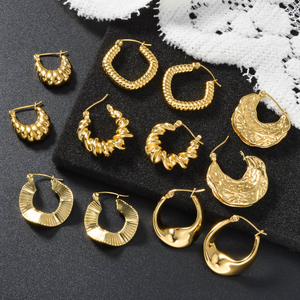 ต่างหูสแตนเลสชุบทอง 18K ดีไซน์ย้อนยุคเหนือกาลเวลา เครื่องประดับแฟชั่น ขายส่ง - Product Image 1