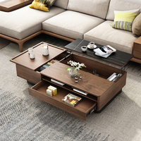Ensembles de meubles de salon modernes avec support TV réglable et table basse avec rangement
