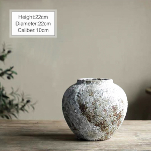 Hallway Ins Decor Rustic Retro Pottery Round Black Hallway Decor Ceramic <strong>Vase</strong> for Wedding Dinner Table Party