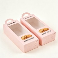 Custom LOGO Luxury Biscuit Cardboard Cookie Box with PVC Window Bakery Folding Shipping Box Donut Paper Display Box With Hanger