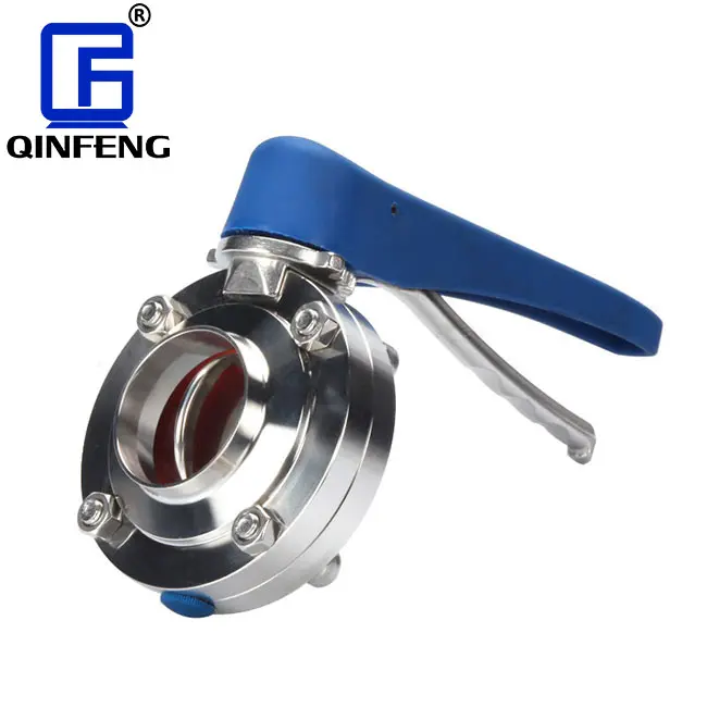 QINFENG Water Industrial Usage CF8 Sanitary Stainless 304 316 Welded Manual Butterfly Valve With Plastic Multi Position Handle