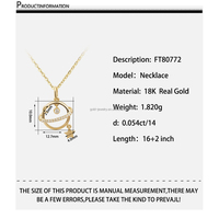 Collier en or Unique 18k en or jaune pur, colliers en diamant naturel, bijoux fins, or chinois