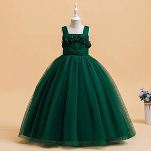 Robe longue en polyester pour enfants, style princesse florale, pour spectacle sur scène, anniversaire, soirée - Product Image 4