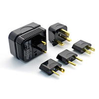 Black Soshine Adaptor Set Steker, Konverter 220/240V Ke 110/120V Universal 4 In 1 US / UK / EU / AU