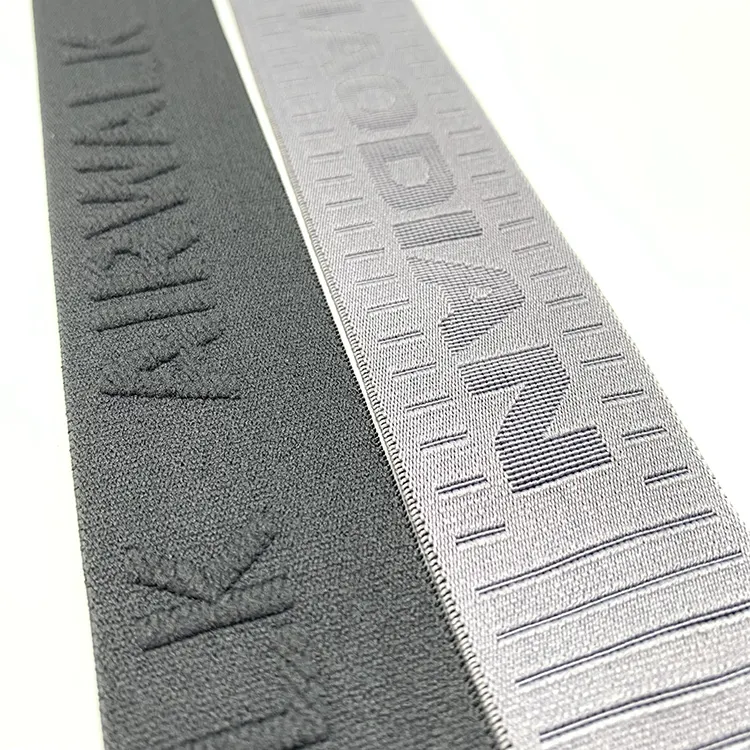 Custom Brand Embossed Weaving Logo Jacquard Woven Elastic Webbing bra panty belt