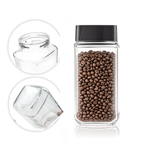 High Quality <strong>50g</strong> <strong>Square</strong> Glass <strong>Jar</strong> Black Plastic Lid Classic <strong>Empty</strong> Instant Powder Container for Coffee Classic Type Glass <strong>Jars</strong> - Product Image 5