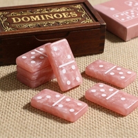 Jeu de dominos en résine rose, 28 pièces, jeu éducatif familial et de voyage, personnalisable