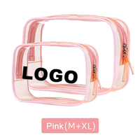 Vente en gros Trousse de toilette transparente étanche trousse de maquillage de voyage en plastique pvc trousse de maquillage transparente avec logo personnalisé