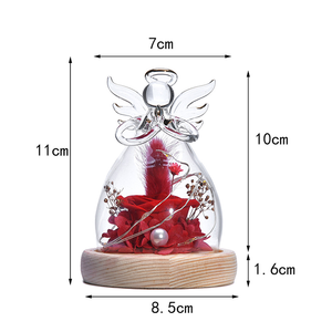 Miroir éternel avec lumière LED, rose et <span class=keywords><strong>hortensia</strong></span> séchés et préservés sous cloche en verre, pour la Saint-Valentin, la fête des mères, un mariage, boîte cadeau - Product Image 4