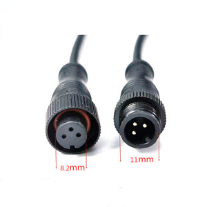 M12ขั้วต่อกันน้ำตัวผู้และตัวเมีย2ขาสาย<span class=keywords><strong>2464</strong></span> 18AWG 0.15เมตรพร้อมปลอกหุ้มไนลอน ABS รายชื่อทองแดงในปัจจุบัน10A - Product Image 3