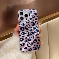 Coque de téléphone portable tendance à imprimé léopard pour iPhone 16 13 14 18 Pro Max, motif glacier, coque brillante avec dos laser