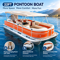 Bateau ponton en aluminium de 22 pieds de long, haut de gamme, avec vestiaire privé pour les loisirs en famille et les croisières.