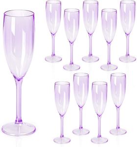 Flûtes à champagne en plastique violet incassables, verres à vin en acrylique incassables, flûtes à toast réutilisables pour mariage, lot de 16 - Product Image 1