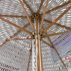 VENTA CALIENTE Crochet Patio Marco de aluminio Jardín Piscina Paraguas Hecho a mano Algodón Borlas Sombrilla Cuerdas Playa abierta Macrame Paraguas - Product Image 3