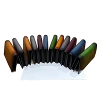 Portefeuille Homme en Cuir Véritable Style Vintage Affaires Long Peint à la Main Couleur Peau de Veau Importée Durable Extensible Multi-emplacements