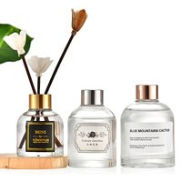 Bouteilles diffuseurs d'huile en verre transparent vides avec couvercles et bâtonnets en rotin pour la décoration intérieure, faible MOQ