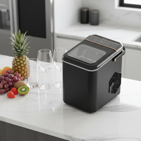 Machine à glaçons électrique portable de comptoir 12 kg/24h avec contrôle tactile, auto-nettoyante et pour glaçons en plastique, idéale pour l'hôtellerie, compatible bouteille
