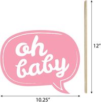 Kit d'accessoires pour photomaton de baby shower rose et or Hello Little One, 20 pièces |   Masques bulles de bulles de dialogue en papier avec bâtons de support inclus, fabriqués en Chine
