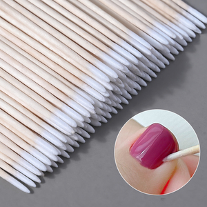 100 bâtonnets de coton avec manche en bois, petite tête pointue pour tatouage des sourcils, maquillage, <span class=keywords><strong>ongles</strong></span>, bâtonnets en bois de 10 cm - Product Image 1
