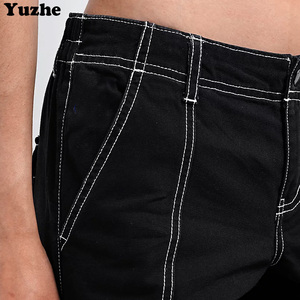 Nuovi <span class=keywords><strong>Jeans</strong></span> Cargo Slim da <span class=keywords><strong>Uomo</strong></span> alla Moda <span class=keywords><strong>con</strong></span> Cuciture a Contrasto, Lavaggio Scuro, <span class=keywords><strong>Pantaloni</strong></span> Lunghi <span class=keywords><strong>con</strong></span> Logo Ricamato Personalizzato, Colore e Taglia Personalizzabili - Product Image 4