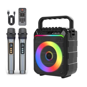 Machine de karaoké pour adultes et enfants, haut-parleur sans fil BT 5.0, <span class=keywords><strong>2</strong></span> microphones, lumières de fête portables, DJ, 10-30W, alimenté par batterie, PA - Product Image 5