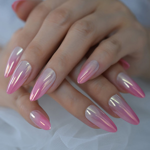 <span class=keywords><strong>Faux</strong></span> ongles pêche rose, nouveautés, ongles artificiels longs en amande, ombré métallique, <span class=keywords><strong>faux</strong></span> ongles - Product Image 2