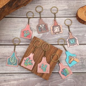 Wholesale Custom Keychain Promotional Gifts Keychain Luxury Western Farm Cactus Horse Wooden Keychain