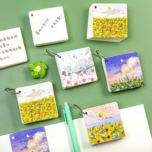 Customizable 80-Page <b>Memo</b> <b>Pad</b> Notebook New Oil Painting Landscape Design Loose-leaf Pocket Notepad for School Students Top Coil - Product Image 2