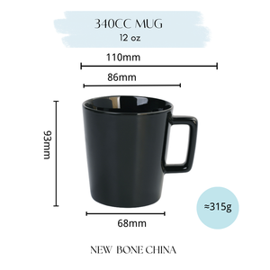 แก้วกาแฟและเบียร์นม350cc เซรามิกสีดำและสีขาวน้ำตาลล้วนโบนไชน่าแบบใหม่รับโลโก้ตามสั่งสำหรับบริษัท - Product Image 3