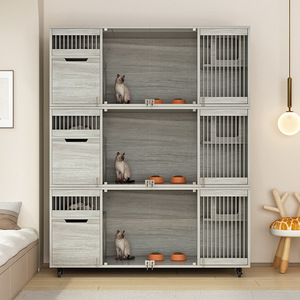 Кошка вилла дом из массива дерева большое пространство роскошное домашнее животное с рисунком животных водонепроницаемый кнопка закрытия современная уличная клетка для домашних животных - Product Image 4