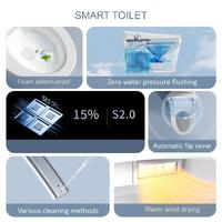 WC intelligent avec siège chauffant et fonction de lavage féminin, bidet intelligent allongé, à poser au sol, télécommande incluse