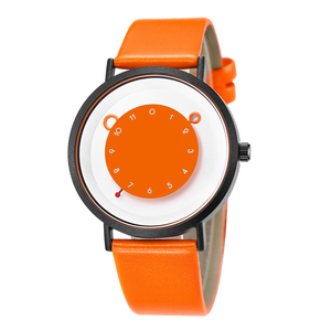 Men's waterproof minimalist quartz <b>watch</b> with large dial suitable for students unisex leather strap. - Product Image 3