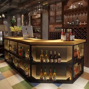 Petit comptoir de style industriel Table en maille de fer Bureau de <span class=keywords><strong>réception</strong></span> pour hôtel <span class=keywords><strong>Réception</strong></span> Restaurant Bar Corner Store ou BBQ Traiteur - Product Image 4