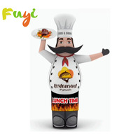 Boneka Tari Udara Kain Nilon Inflatable Chef yang Mengibarkan Tangan, Boneka Inflatable Chef yang Mengibarkan Lengan untuk Iklan Restoran
