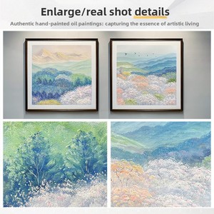 <span class=keywords><strong>Peinture</strong></span> à l'huile encadrée thérapeutique, <span class=keywords><strong>motif</strong></span> floral marin printanier, Montagnes dorées au lever du soleil, haut de gamme, ensemble deux pièces pour salon - Product Image 3