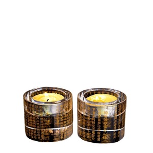 Portavelas budista de cristal con texto de sutra en relieve, resistente al calor para actividades religiosas, diseño de vidrio transparente - Product Image 2