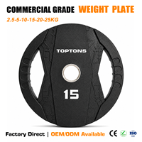 Nouveaux produits TOPTONS : Disque de poids en caoutchouc texturé avec deux trous de préhension pour haltères, idéal pour la musculation à domicile