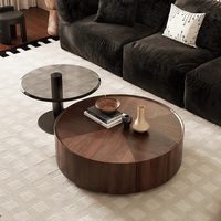 Table basse moderne en bois massif avec plateau en pierre et rangement, aucun assemblage requis, mobilier de salon, personnalisation OEM/ODM