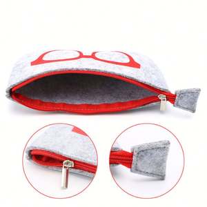 Étui à lunettes portable en tissu feutre doux avec fermeture éclair, personnalisable avec logo, pochette de rangement pour maquillage, rouge à lèvres, porte-monnaie, porte-clés, sac à lunettes de soleil - Product Image 6