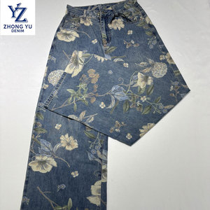 Chất lượng cao mềm màu hoa mẫu in denim vải cho quần jean và quần áo - Product Image 6