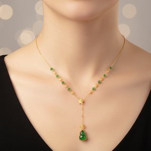 Collar con Colgante de Jade Genuino Natural en Forma de Alce, Estilo Lujoso, Cadena de Oro Puro 999, para Eventos Formales - Product Image 6