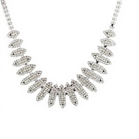 Glamouröses Funkelndes Schmuckset Silberbeschichtetes Marquise-Strass Blatt-Fransen Halsketten-Set für Bräute Gala-Abend Accessoires