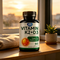 Capsules végétaliennes D3 K2 Magnésium Vitamine C & Calcium pour des os solides, complément alimentaire pour adultes, 60 capsules par flacon
