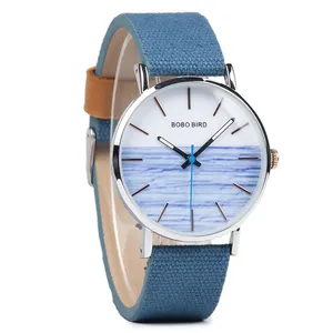 批发工厂极简主义中性手表不锈钢手表与真皮表带