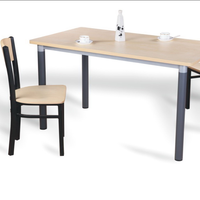 Ensemble table et chaises de restaurant rapide commercial 4 places, pas cher, en bois et métal, écologique, durable, pour hôtel et école