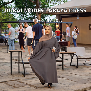 L-10 Elegante Abaya Hecha a Mano, Estilo Dubái/Turquía, Color Sólido, Tela Nida, Kaftán Sencillo y Modesto, Ropa Islámica, Burka Larga Hasta el Suelo, Lisa - Product Image 2